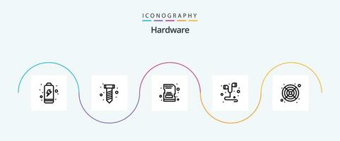 hardware lijn 5 icoon pak inclusief . fan. SD-kaart. koeler. smartphone vector