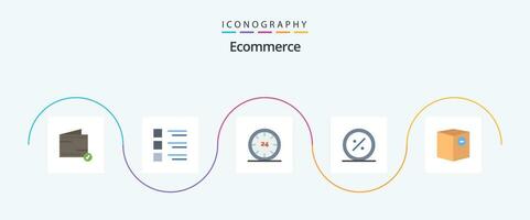 ecommerce vlak 5 icoon pak inclusief markt. korting. visie. handel. e vector