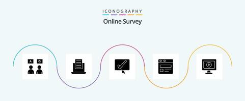 online enquête glyph 5 icoon pak inclusief web bladzijde. bedrijf . tekst. Kruis aan vector