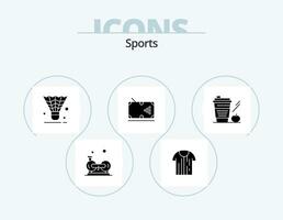 sport- glyph icoon pak 5 icoon ontwerp. tafel. snookeren. t-shirt. sport. shuttle vector