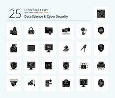 gegevens wetenschap en cyber veiligheid 25 solide glyph icoon pak inclusief veiligheid. chatten. veiligheid. zeker. wachtwoord vector