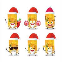 de kerstman claus emoticons met oranje Frisdrank kan tekenfilm karakter vector