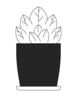 klein struik ingemaakt zwart en wit 2d lijn tekenfilm voorwerp. groenblijvend fabriek binnen- kamerplant miniatuur struik geïsoleerd vector schets item. dwerg struik in pot monochromatisch vlak plek illustratie