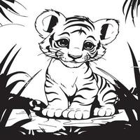 baby tijger kleur bladzijde vector