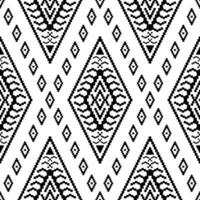 naadloos tribal meetkundig herhaling patroon. vector abstract pixel met etnisch motief. inheems Amerikaans kunst illustratie. zwart en wit. ontwerp voor kleding stof, textiel, ornament, afdrukken, tapijt, boho, omslag.