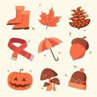 herfst elementen icon set vector