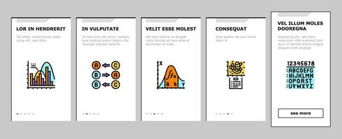 wiskunde onderwijs school- wetenschap onboarding pictogrammen reeks vector