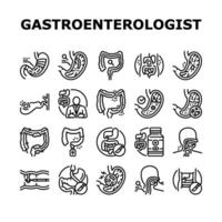 gastro-enteroloog dokter maag pictogrammen reeks vector