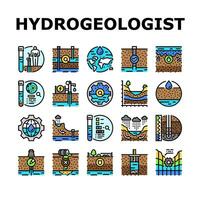 hydrogeoloog industrieel pictogrammen reeks vector