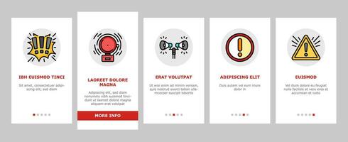 alarm aandacht signaal voorzichtigheid onboarding pictogrammen reeks vector