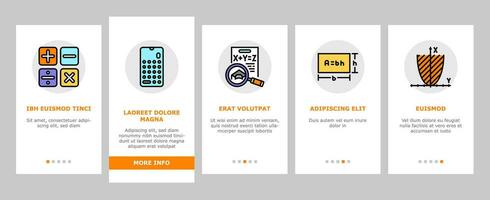 wiskunde onderwijs school- wetenschap onboarding pictogrammen reeks vector