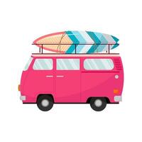 reizen auto met surfplank. toerisme. surfen. voertuig. vector