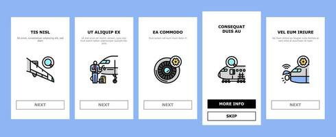 vliegtuig monteur onboarding pictogrammen reeks vector