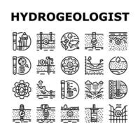 hydrogeoloog industrieel pictogrammen reeks vector