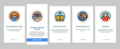 ziekte Gezondheid hart onboarding pictogrammen reeks vector