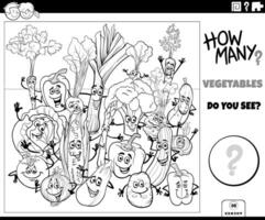 tellen tekenfilm groenten tekens leerzaam werkzaamheid kleur bladzijde vector
