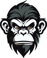 monochromatisch meesterschap zwart chimpansee logo in vector strak en krachtig de chimpansee embleem van sterkte