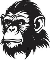 gebeeldhouwd in zwart chimpansee embleem in monochroom chimpansee majesteit de essence van natuur vector