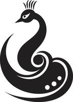 katachtig fantasie zwart Pauw embleem ebon elegantie ontketend vector Pauw logo