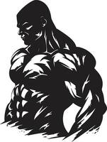 inkt en spier vector bodybuilder silhouet sterkte en schaduw zwart vector kampioen