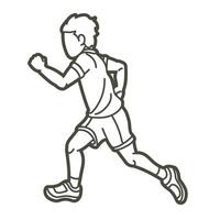 schets een jongen rennen sport grafisch vector