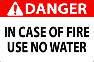 Gevaar teken Gevaar - in geval van brand gebruik Nee water vector