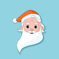 de kerstman claus Kerstmis tekenfilm karakter. opa gezicht icoon, schattig Kerstmis mascotte, wijnoogst de kerstman hoofd. tekenfilm senior Mens Aan rood hoed. vector