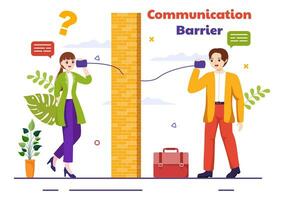 communicatie barrière vector illustratie met slecht communicatie, meningsverschillen en problemen naar misverstand creëren verwarring in vlak achtergrond