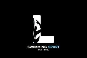 vector initialen brief l met zwemmen creatief meetkundig modern logo ontwerp.