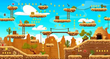 wild west speelhal spel niveau kaart met platformen vector