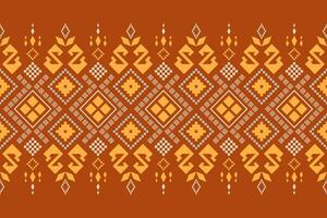 oranje jaargangen kruis steek traditioneel etnisch patroon paisley bloem ikat achtergrond abstract aztec Afrikaanse Indonesisch Indisch naadloos patroon voor kleding stof afdrukken kleding jurk tapijt gordijnen en sarong vector