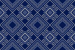 indigo marine blauw meetkundig traditioneel etnisch patroon ikat naadloos patroon grens abstract ontwerp voor kleding stof afdrukken kleding jurk tapijt gordijnen en sarong aztec Afrikaanse Indisch Indonesisch vector