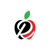 brief r logo ontwerp met appel vector elementen voor natuurlijk sollicitatie, ecologie illustratie ontwerp sjabloon