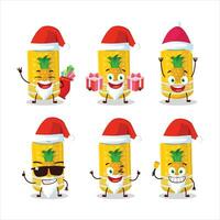 de kerstman claus emoticons met ananas Frisdrank kan tekenfilm karakter vector