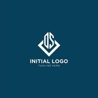eerste os logo plein ruit met lijnen, modern en elegant logo ontwerp vector