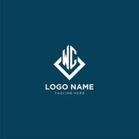 eerste wc logo plein ruit met lijnen, modern en elegant logo ontwerp vector