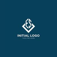 eerste es logo plein ruit met lijnen, modern en elegant logo ontwerp vector