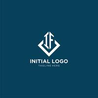 eerste als logo plein ruit met lijnen, modern en elegant logo ontwerp vector
