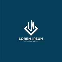 eerste ln logo plein ruit met lijnen, modern en elegant logo ontwerp vector