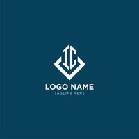eerste ic logo plein ruit met lijnen, modern en elegant logo ontwerp vector