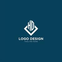 eerste ho logo plein ruit met lijnen, modern en elegant logo ontwerp vector