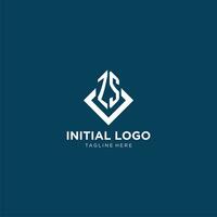 eerste zs logo plein ruit met lijnen, modern en elegant logo ontwerp vector
