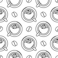naadloos patroon schets van koffie cups vector