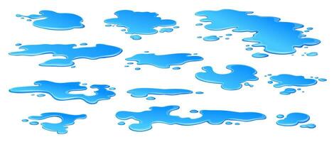 tekenfilm regen water plassen, vloeistof water spatten vector