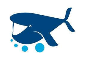 blauw walvis tekenfilm icoon, zee, oceaan marinier dier vector