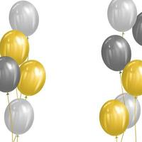 kader luxe illustratie van goud, zilver en wit ballonnen. achtergrond met realistisch ballonnen vector