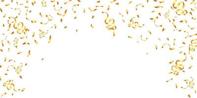 gouden confetti en linten geïsoleerd vallen feestelijk decoratie voor verjaardag partij viering. vector illustratie