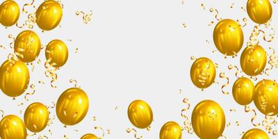 viering achtergrond met gouden ballonnen en confetti. vector illustratie