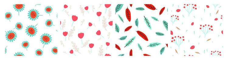 naadloos patroon met bloemen en bladeren hand- getrokken vector illustratie, exotisch ontwerp voor Hoes papier, kleding stof, interieur en andere gebruikers