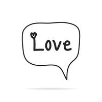 minimalistisch stijl vlak toespraak bubbel banier gemakkelijk tekst liefde teken. sticker etiket vector illustratie.